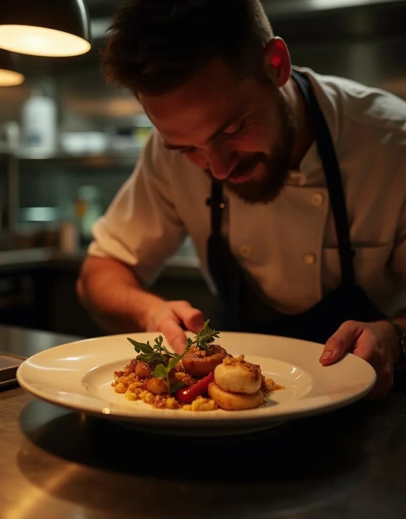 Chef plating a gourmet dish